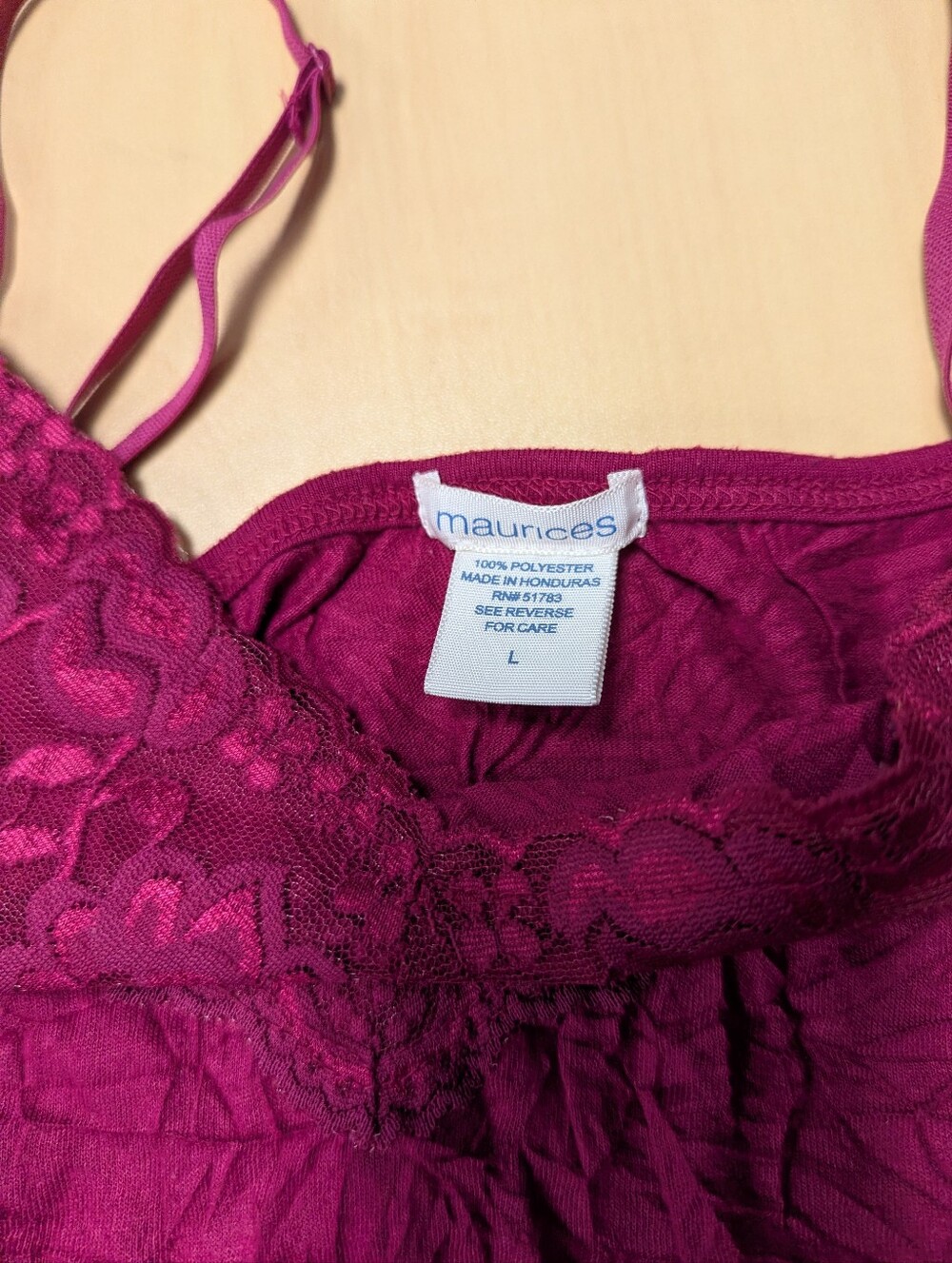 Maurice's Lace Trim Cami Tank Top - Berry Pink - Picture 5 of 5